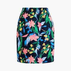 NWT J. Crew (Spring 2020) Printed linen-cotton skirt Imogine Floral Navy Green